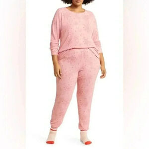 NWT BP NORDSTROM PJ SET 
PINK  BEAUTY SNOWFLAKE DOTS M